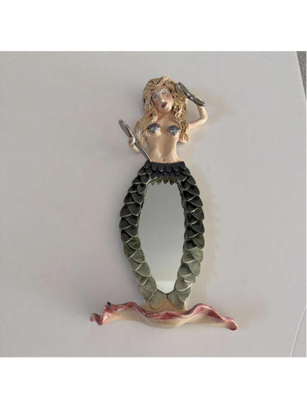 RARE Blue Sky Clayworks Mermaid Mirror Tealight Candle Holder Heather Goldminc